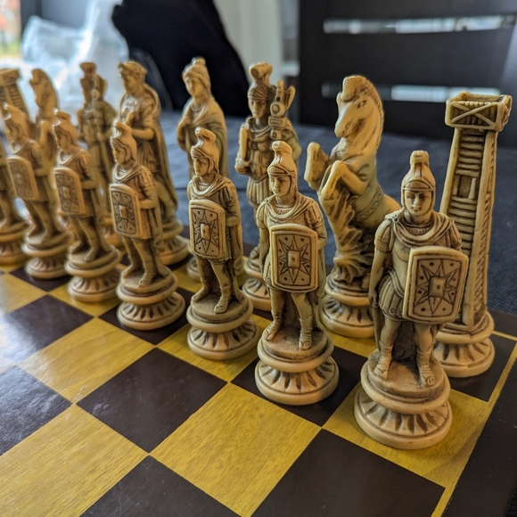 Carved Bone Chess Set From Italy - Picture 3 of 10